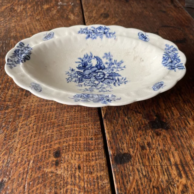 Booths ‘peony’ Blue And White Small Oval Dish
