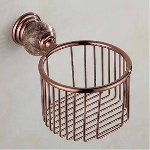 Rose Gold Bathroom Accessories Set Paper Holder Towel Bar Soap Basket Towel Rack