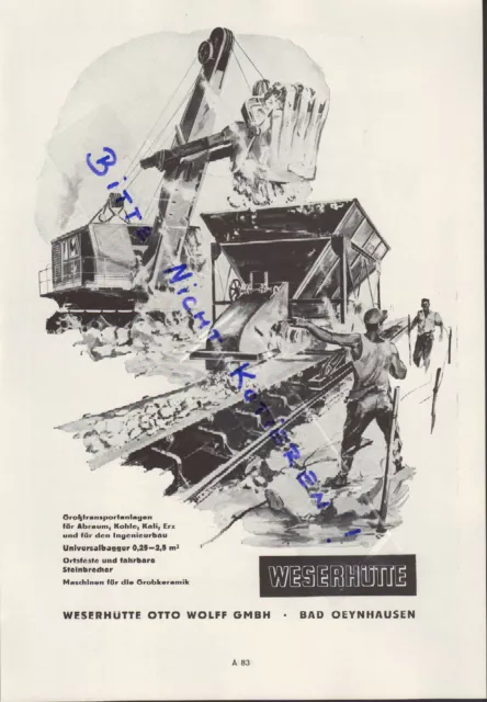 BAD OEYNHAUSEN, Werbung 1958, Weserhütte Otto Wolff GmbH Großtransportanlagen