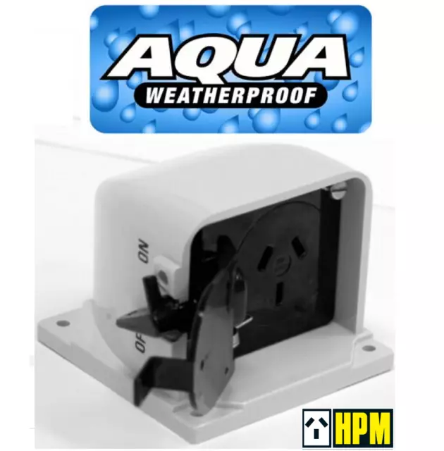 HPM Aqua Series Weatherproof IP53 Single Powerpoint GPO Outlet Socket Switch 10A