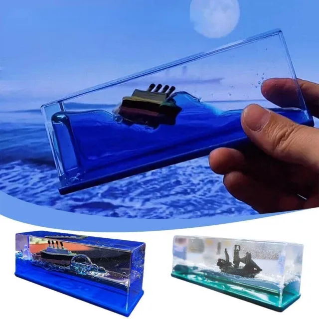 Unsinkable Priate Boat Ship Cruise Drift Bottle Rotary Fluid Drifting Home Decor