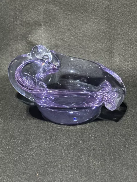 TIFFIN  Bowl  Dish  Artistic  Display  Purple  Thick Glass  Vintage  Art Deco