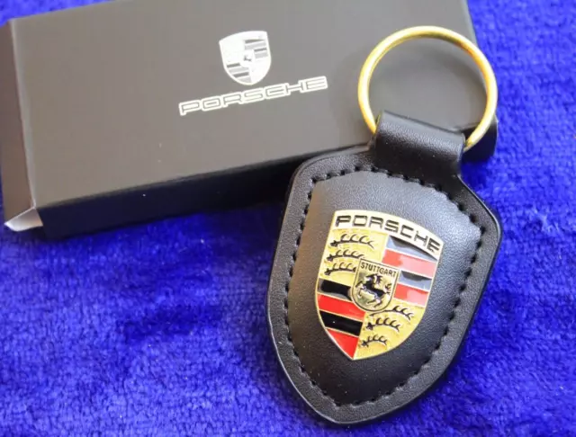 Leather Porsche Key Fob Key Ring Chain Accessory Turbo Stuttgart Crest 968 911