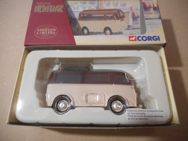 Miniature Peugeot D3A Minibus Vert Corgi Heritage 1/43 - Neuf, Collection