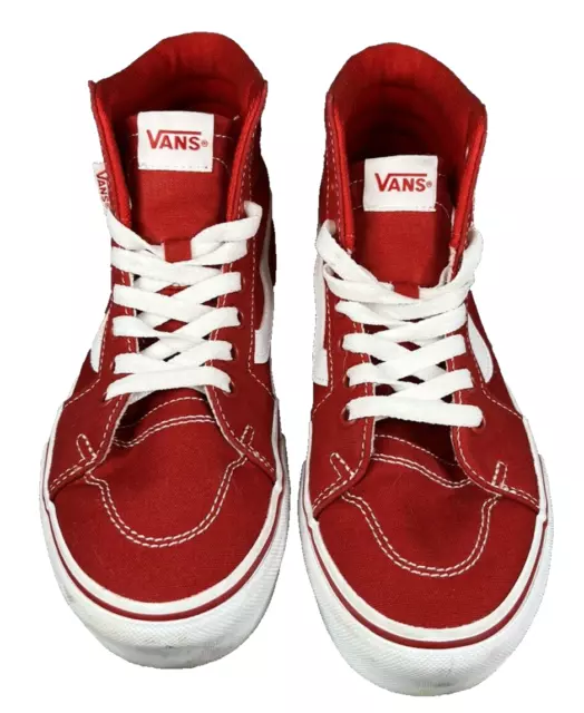 WOMEN’S VANS SK8-HI Racing Red/True White High Top Skateboard Sneakers ...