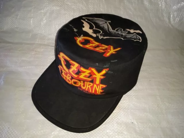 Orig 1982 ROCK CAPS Ozzy Osbourne Bats Painters Cap Hat Band Vintage USA Black