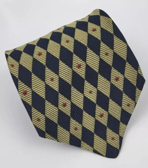 Vtg Tommy Hilfiger Silk Tie Gold Blue Red Geometric Men Necktie USA 58 x 4