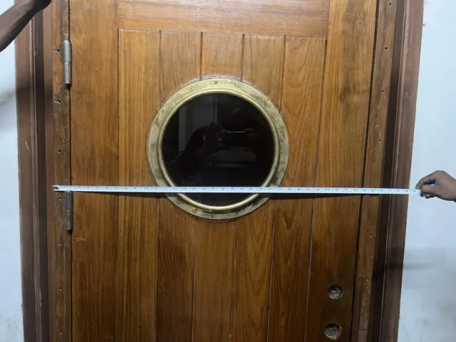 Mid Century Vintage Style Decoration Ship Wooden Door with Brass Window 6