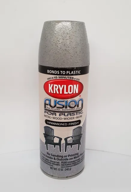 Krylon Fusion Plastic Paint 340gm - Silver Hammered - AUS Seller