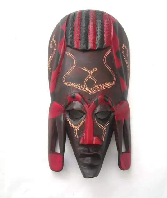 Hand Carved African Devil Mask - 8 to 9 Inches