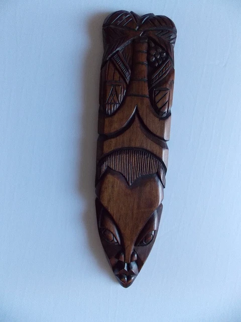 Vintage wooden Camp Santa Lucia mask 16 5/8"x 4 3/8"