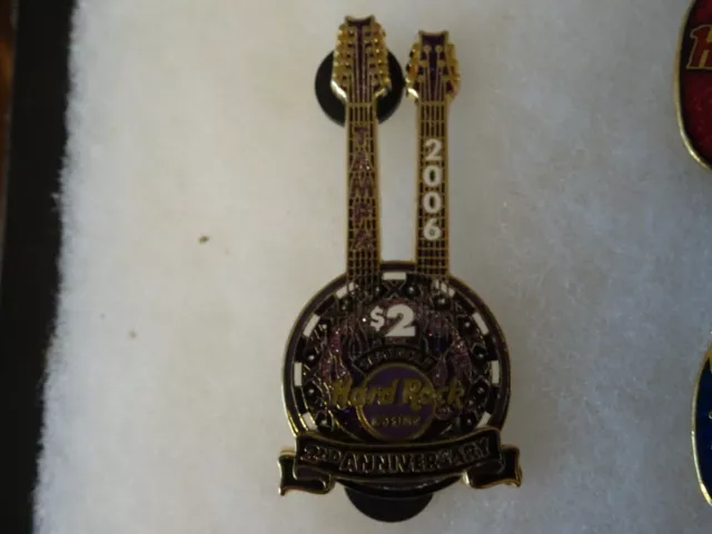 Hard Rock Cafe pin Tampa Hotel & Casino 2nd anniversary doubleneck poker guitar