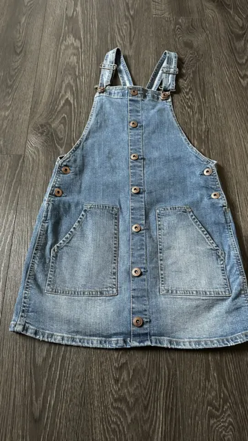 Girls Abercrombie Blue Denim Dungaree Pinafore Dress Age 11-12 Years -Immaculate