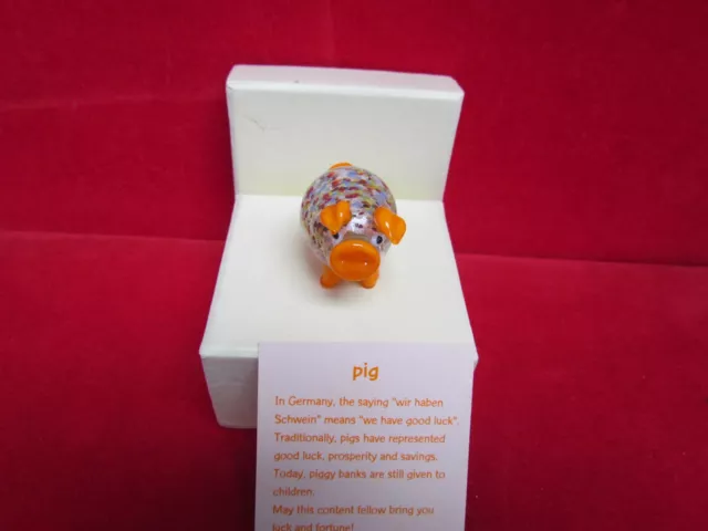 Glass Art Speckled  Orange Pig  Figurine