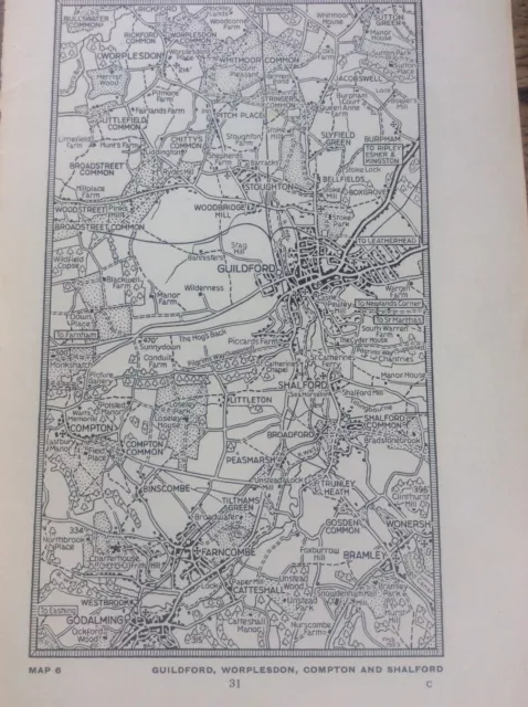 Guildford Worplesdon Compton Shalford c1920 Map London South of the Thames 7x4”