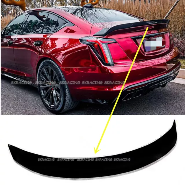 Fits For Cadillac CT4 2020-2021 Gloss Black FRP Rear Boot Spoiler Wing Flap