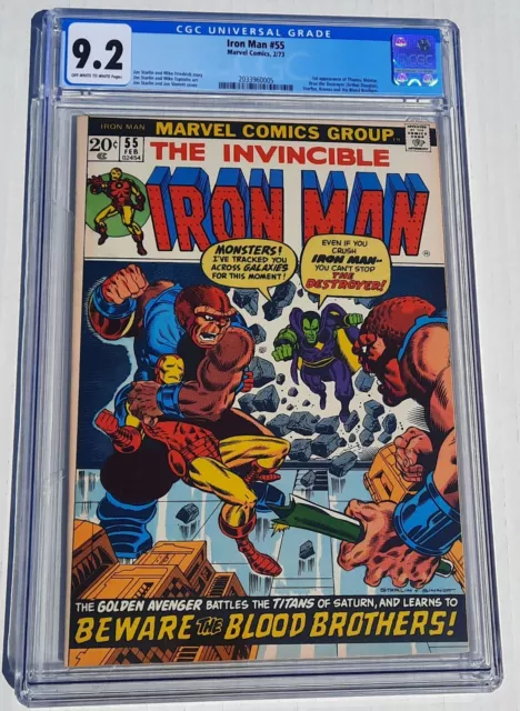 Iron Man #55 CGC 9.2 1973 Marvel Comics 1ST APP THANOS OW-WHITE Pages