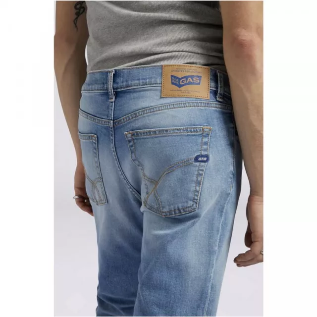 Gas Jeans Uomo Ragazzo Pantaloni Denim 5 Tasche Sax Zip Rev Entrog 351418-031070 3