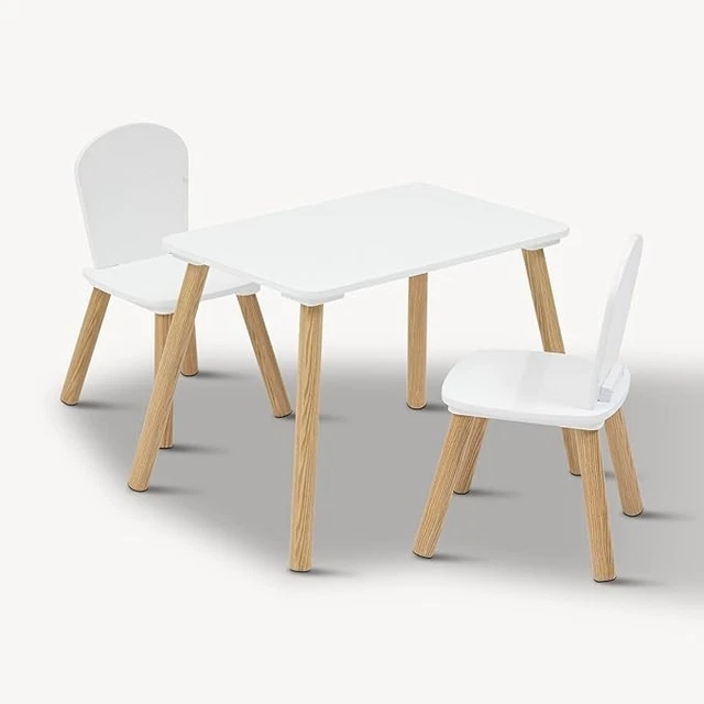 Set Table D'Activités Enfant Avec 2 Chaises Et Boîtes - Plateau Tournant Tableau Noir/Blanc - Bois