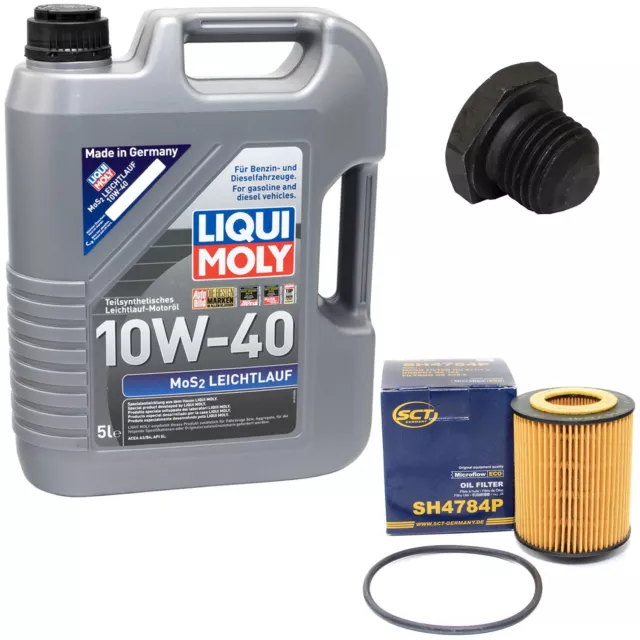 Motoröl Set 10W-40 5 Liter + Ölfilter SH 4784 P + schraube für Opel Omega Vectra