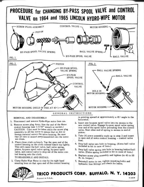 NOS Lincoln 1964-1965 Windshield Essuie-Glace Contrôle Valve Kit Fomoco