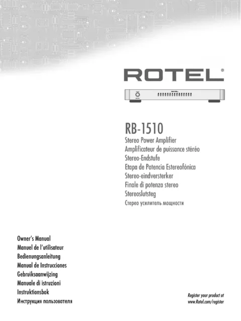 Bedienungsanleitung-Operating Instructions für Rotel RB-1510