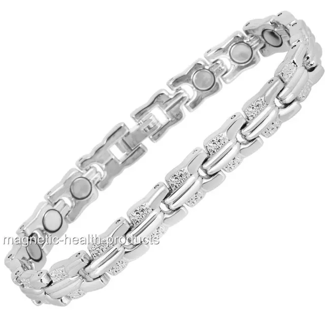 Brazalete De Salud Magnético Señora Brazalete Plateado Alivio Del Dolor Artritis 172