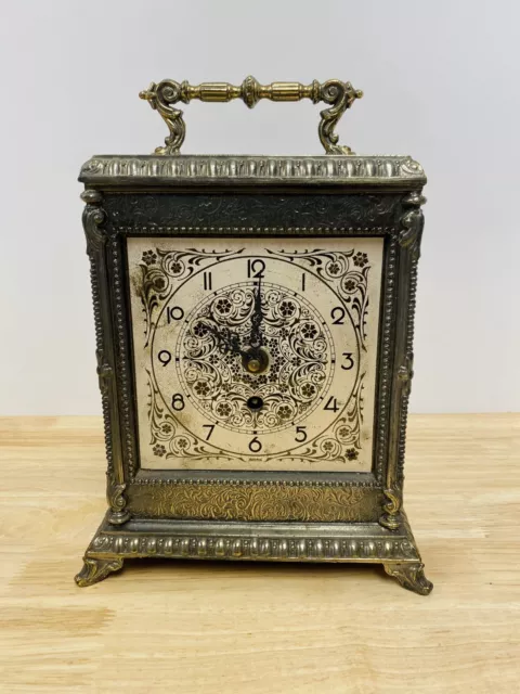 Rare Vintage Westwood Ornate Brass German Mechanical key-wound mantle CLOCK