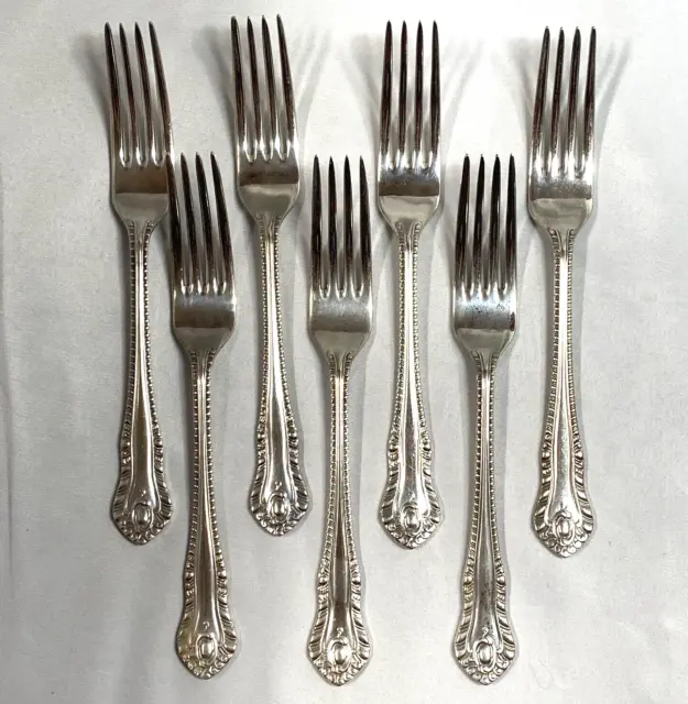GADROON Dinner Forks Silverplate Cooper Ludlam Sheffield England 8-1/4” Set of 7