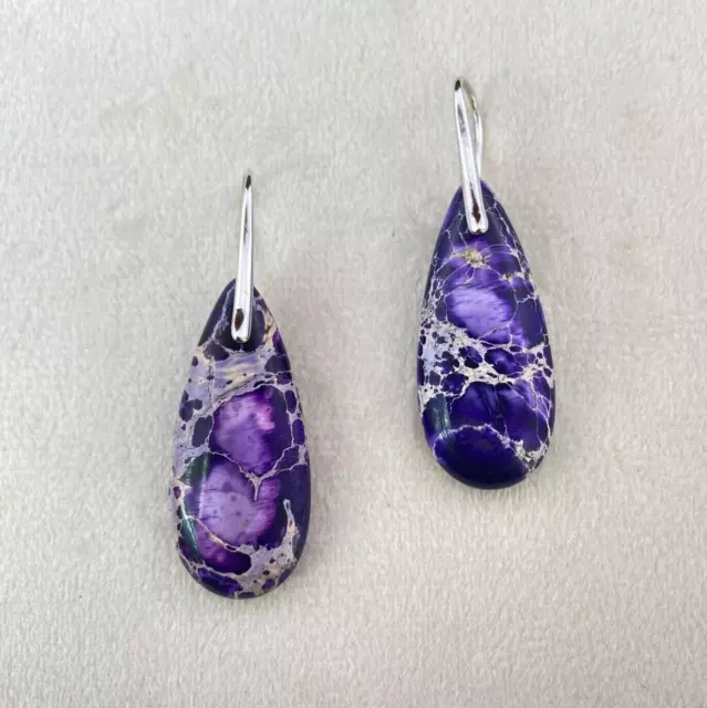 Purple Sea Sediment Jasper Women Dangle Healing Chakra Anxiety Relief Earrings