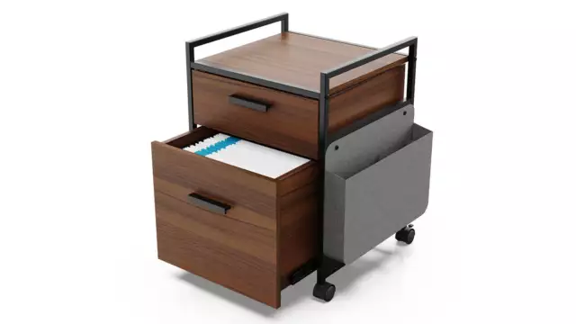 Eureka Rolling File Cabinet with Drawers - Walnut