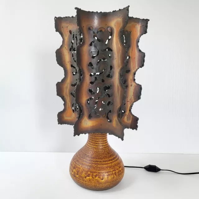 Lamp Table Vintage Brutalist 1960 Accolay Ceramic & Metal 60S 1960S