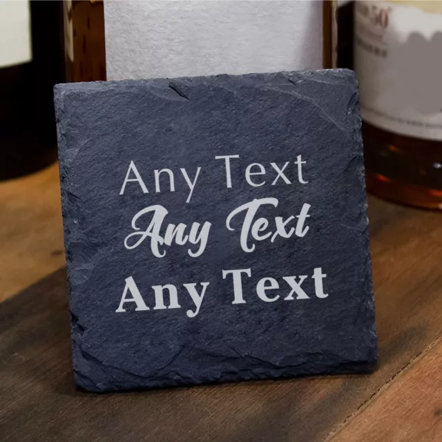 Personalised Slate Coasters Laser Engraved Tea Coffee Table Mat with Your Text