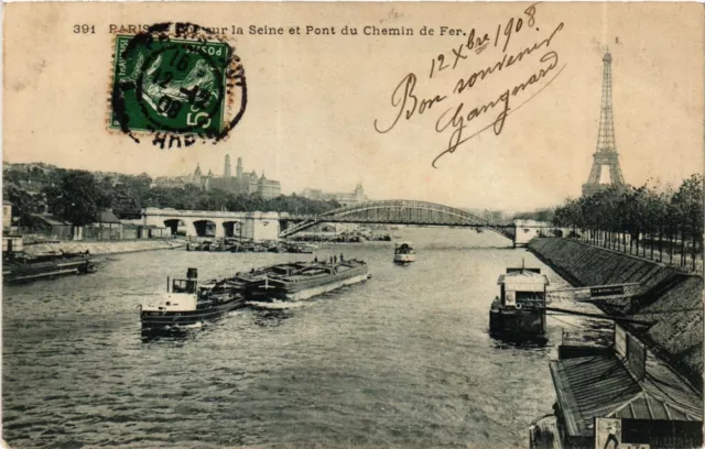 CPA Paris 15e Paris-vue sur la Seine et Pont du Chemin de Fer (311734)