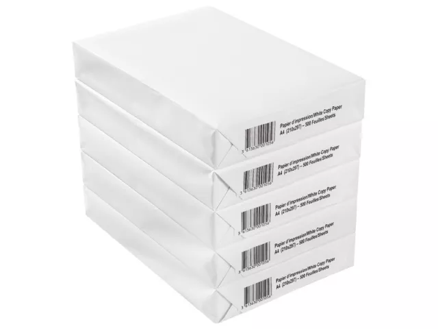 A4 White Box 2500 Sheets 5 Reams Photocopy Printing Laserjet Ink Copy Paper