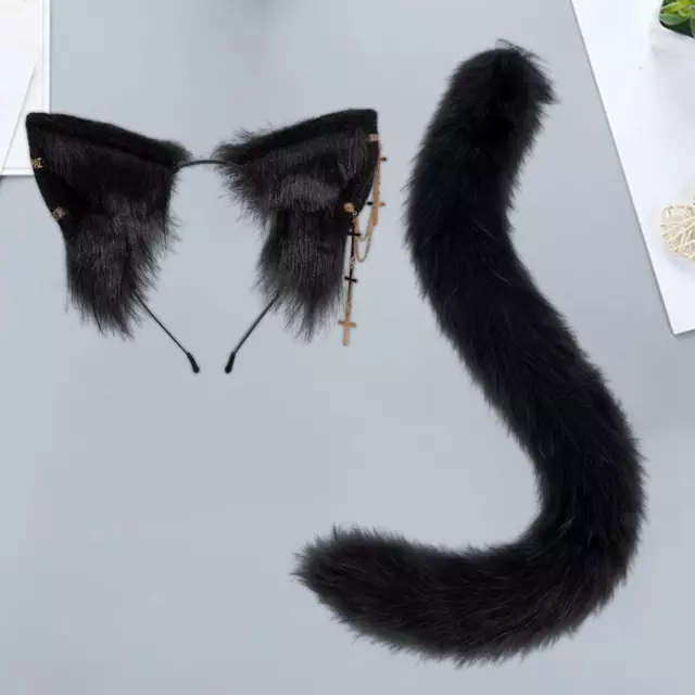 Ensemble oreilles et queue de chat, joli pour les fêtes à thème des animaux,