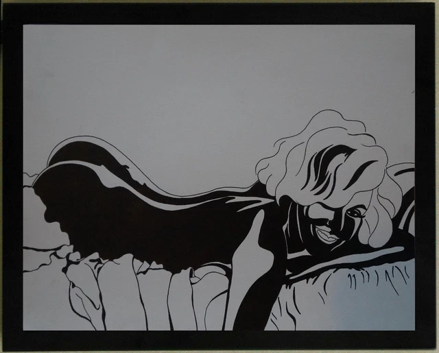 Dessin Original érotique Femme Curiosa Signé - Encre Et Aquarelle, Pièce Unique