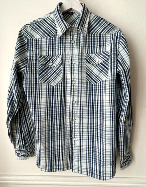 Chemise Columbia Homme à Carreaux Bleus - Taille L, Manches Longues, Coton - Occasion Très Bon état