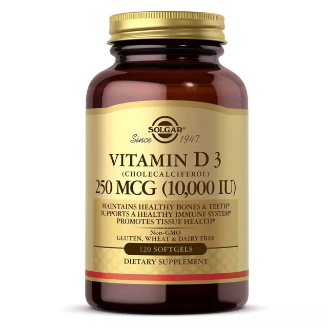 Solgar vitamina D3 (colecalciferol) 250 mcg (10000 UI) 120 cápsulas blandas