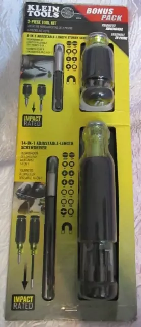 KLEIN TOOLS 8 IN 1 Adjustable Length Multi-Bit 2PC Screwdriver Set #85516