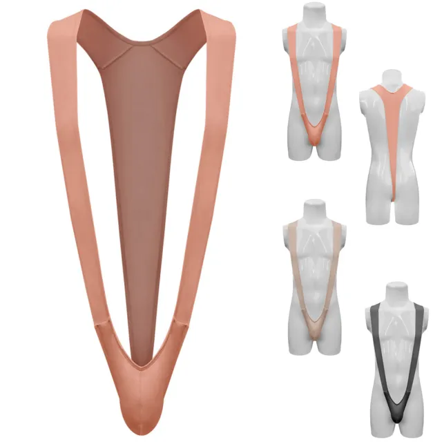 Men's Y-Back Jumpsuit Wrestling Singlet Leotard V-String Bodysuit Underwear Club