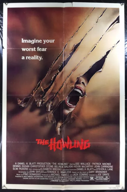 The HOWLING  Movie Poster 1981 Vtg Original One Sheet Joe Dante *Flaws*