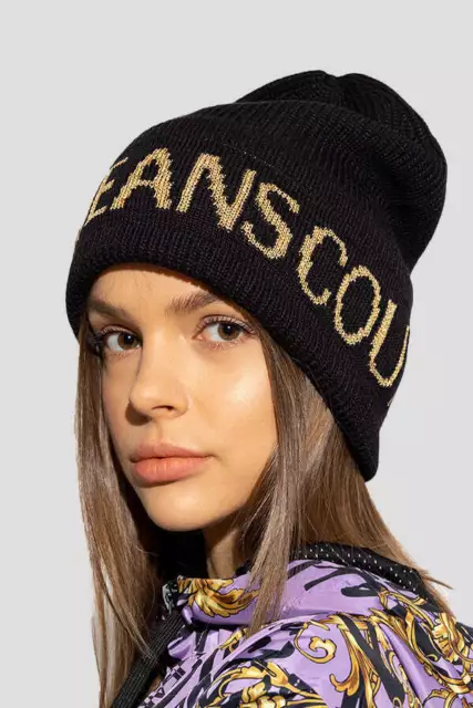 ORIGINAL VERSACE GOLD Knitted Wool Beanie Hat Brand Logo For Women $72.80 -  PicClick
