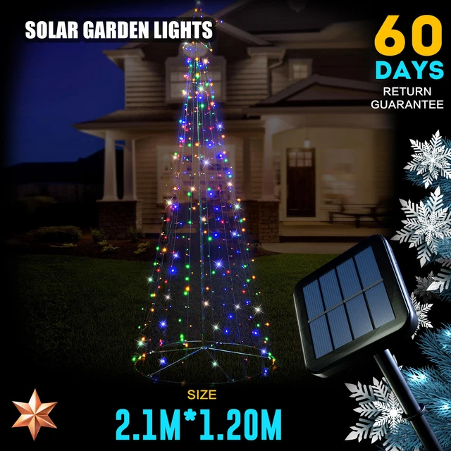 Christmas Lights Led Rope Solar Spiral Tree With Star Outdoor