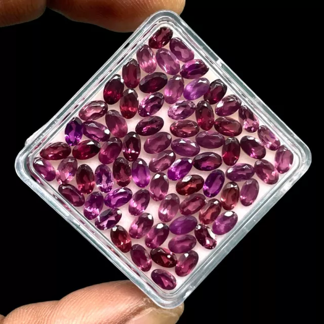 50 Pcs Natural Rhodolite Garnet 5x3mm Oval Cut Loose Untreated Gemstones Lot 2