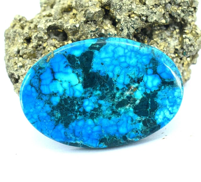 Certified 103 Ct Natural Black Spiderweb Turquoise Blue Untreated Oval Gemstone