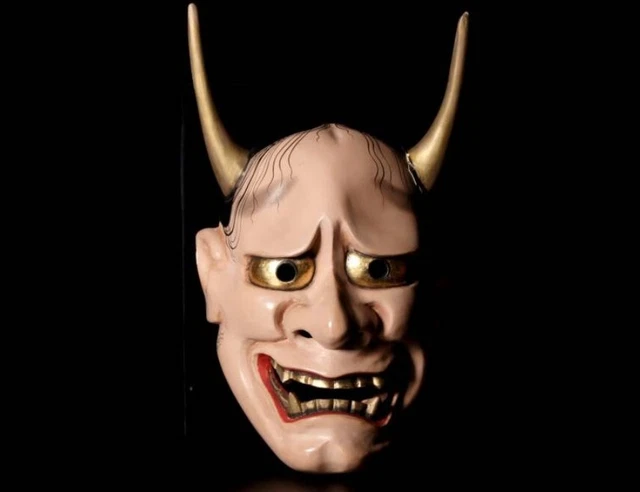 Noh Mask  Wood Carving Colorin Mitsunaga Hanyu Hannya Mask Kagura Kyogen Vintage