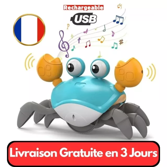 Jouet Crabe Rampant Musique Son et Lumière Rechargeable USB Educatif Eveil !!