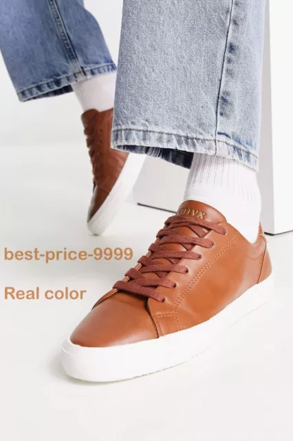 ASOS DESIGN - Size 7 - Men's Casual Classic Fashion Faux Leather Sneakers - New