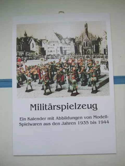 Kalender mit Lineol, Elastolin Soldaten und Fahrzeug Motiven